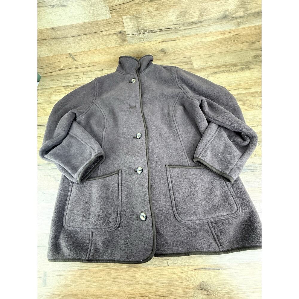 Vtg L.L. Bean Women Size L Front Fleece Button Up Jacket Peter Pan Collar